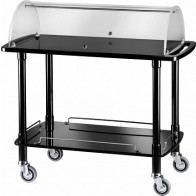Carrello di servizio in legno Lucido Nero con cupola in plexiglas Modello CLC2012N due piani