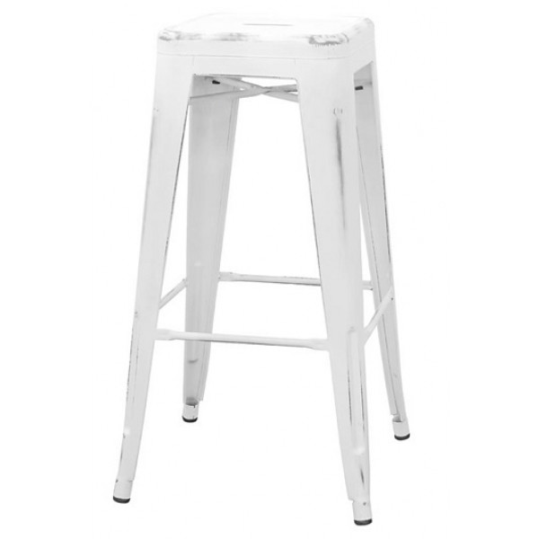 Sgabello impilabile da interno TESR Struttura in metallo verniciato Effetto anticato Modello 1295-BT03