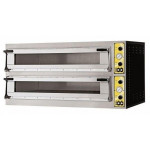 Forno Elettrico meccanico per pizza PF 2 camere di cottura N. Pizze 6 + 6(Ø cm 40) o N.3 + 3 Teglie in orizzontale 60X40 Modello MIZAR 66L GLASS