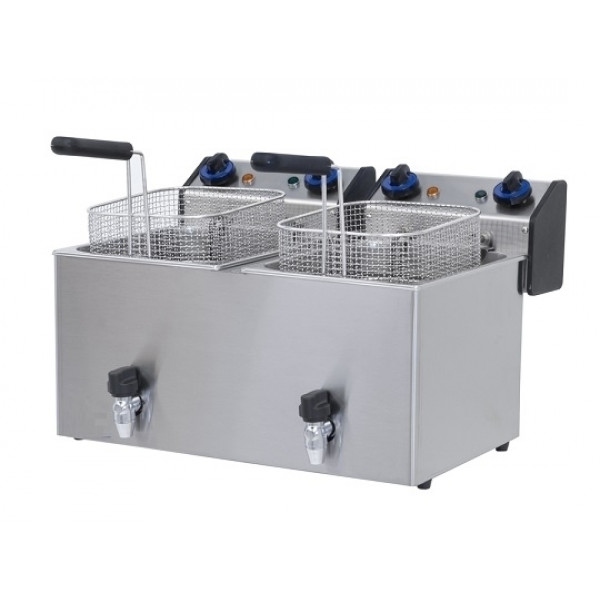 Friggitrice Elettrica da banco CSA 2 vasche con rubinetto di scarico Modello SKU18