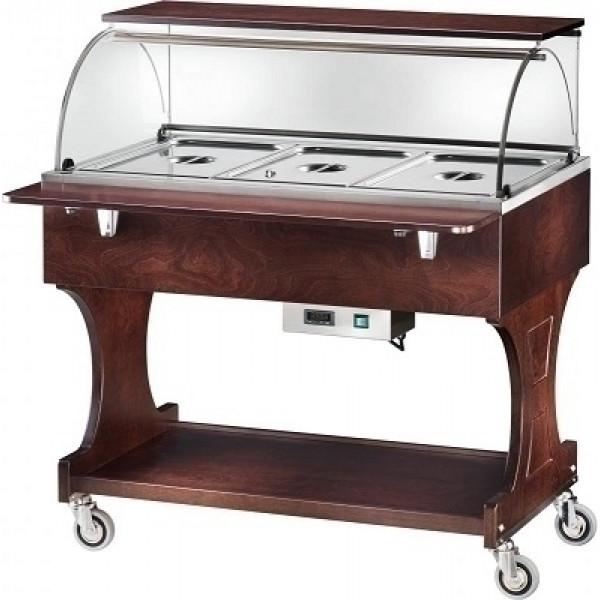 Carrello espositore caldo bagnomaria Modello CL2778W colore noce o wengè