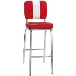 Sgabello da interno TESR Struttura in metallo cromato Schienale e seduta in ecopelle Modello 1330-CQ03