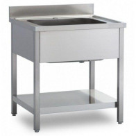 Lavello/Lavatoio Acciaio Inox una Vasca su gambe Con ripiano inferiore Modello G1V087