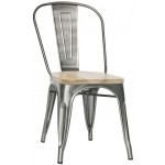 Sedia da interno impilabile TESR Struttura in metallo verniciato e vernice trasparente Seduta in legno Modello 1066-MC001TW