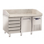 Tavolo refrigerato/Banco Pizza ventilato Modello QZ16+VRX15/33 a una porta con una cassettiera 5 cassetti e refrigeratore di vaschette P335 mm
