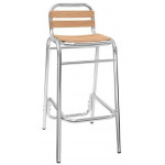 Sgabello SETR Struttura in alluminio anodizzato Ø 28 x 1,8 mm, doghe in legno di rovere Modello 042ALW09