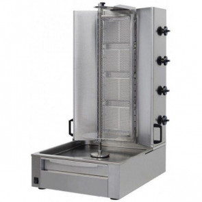 Gyros kebab a Gas CSA con 4 Bruciatori ad infrarossi con funzionamento indipendente 4 zona di cottura Dimensione Carne cm ø 37 x H 71  Potenza assorbita: Kw Gas 12,8 Modello GG4