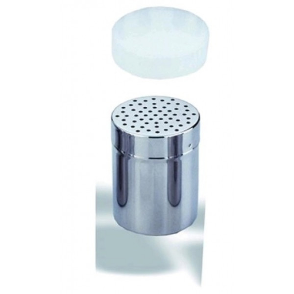 Dosaspezie con fori da 3 mm in acciaio inox con coperchio in plastica Dimensioni ø cm. 7x9,6h Modello 348-003