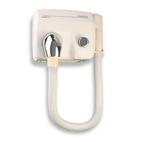 Asciugacapelli murale a pulsante MDC in acciaio bianco porcellanato, antivandalo e antifurto, con tubo, adatti a spogliatoi e comunità Modello SC1088HT