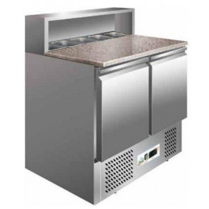 Saladette Refrigerata Statica Modello G-PS900 due porte Pianetto di lavoro in granito