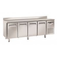 Tavolo Refrigerato in acciaio inox con alzatina Modello SF4200 Refrigerazione ventilata 4 Porte autochiudenti