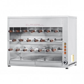 Girarrosto Elettrico ENG 3 piani Motoriduttori indipendenti per ogni spada Spade N. 20 in acciaio inox, cm 50 Dimensioni: Cm L 1100 x 570 x 900 h. Modello ChurrascoCM20E