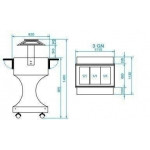 Carrello refrigerato in legno Modello CLR2786 con cupola in plexiglas Colore Noce o Wengè