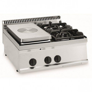 Cucina a gas con piano riscaldante e 2 fuochi da banco TX Modello PCP70G7 Potenza 15 kW