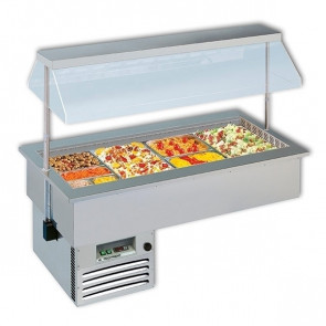 Drop in e mobile da incasso refrigerato Modello SINFONIA 3VT Gastrnorm 3 vasche Gn1/1 Con copertura mobile