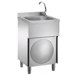 Lavamani Inox Modello LC50MM su mobile con porta a battente Con  miscelatore acqua calda/fredda