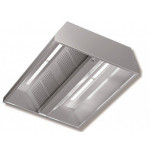 Cappa centrale in Acciaio Inox Aisi 430 satinata scotch-brite RP Profondità 1800mm Altrezza 450mm Larghezza 2400mm Modello DSC18/24