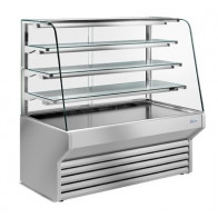 Vetrina Refrigerata ideale per pasticceria secca, sandwich Zoin Modello Harmony ES212B Vetro temperato curvo apribile verso il basso Refrigerazione Ventilata gruppo incorporato