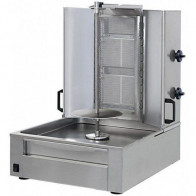 Gyros kebab a Gas CSA con 2 Bruciatori ad infrarossi con funzionamento indipendente 2 zona di cottura Dimensione Carne cm ø 37 x H 45  Potenza assorbita: Kw Gas 6,4 Modello GG2