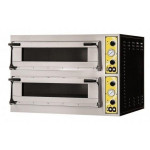 Forno Elettrico meccanico per pizza PF 2 camere di cottura N. Pizze 6+6 (Ø cm 35) o N.3+3 Teglie in verticale 60X40 Modello MIZAR 66 GLASS