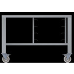 Tavolo con ruote in aisi 430 con supporti universali Modello ETRS1111 Capacità: 4 teglie 1/1 GN, vassoi e griglie 600x400mm LxPxH 9930x790x633 mm Per EKF 1111 ed EKF 1064 (in tutte le versioni)