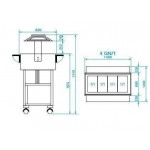 Carrello refrigerato in legno Modello ELR2825 con cupola in plexiglas Colore noce o Wengè