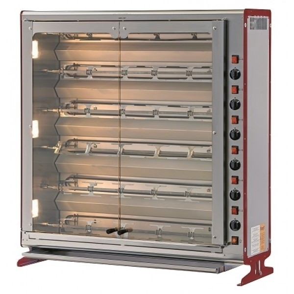 Girarrosto elettrico verticale ENG Modello ELBA36PE Capacità N. 36 Polli N.6 asta in tubolare inox 12 x 12 mm