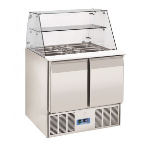 Saladette Refrigerata GN1/1 con top inox apribile Modello CRQ90A - 2 porte autochiudenti Refrigerazione statica