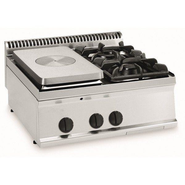 Cucina a gas con piano riscaldante e 2 fuochi da banco TX Modello PCP70G7 Potenza 15 kW