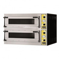 Forno Elettrico meccanico per pizza PF 2 camere di cottura N. Pizze 6+6 (Ø cm 35) o N.3+3 Teglie in verticale 60X40 Modello MIZAR 66 GLASS