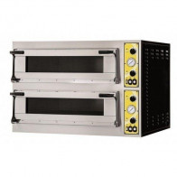 Forno Elettrico meccanico per pizza PF 2 camere di cottura N. Pizze 4 + 4 (Ø cm 40) o N.2 +2 Teglie 60X40 Modello MIZAR 44 GLASS