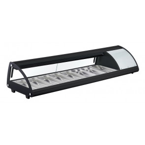 Vetrina refrigerata per Sushi Vetro Apribile Modello AK813NSB Capacit&agrave; bacinelle 8 bacinelle GN1/3 H 4 cm