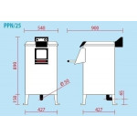 Pelapatate Modello PPN25 capacità carico 25KG Produzione oraria kg/h 450 Potenza hp 1,5 1100W 230 V monofase 50hz