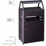 Gettacarte con posacenere MDL Capacità posacenere 8 litri Capacità gettacarte 50 litri in acciaio trattato con cataforesi Colore grigio manganese Modello 103017