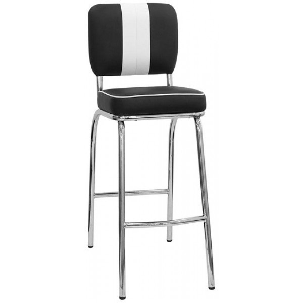 Sgabello da interno TESR Struttura in metallo cromato Schienale e seduta in ecopelle Modello 1330-CQ03