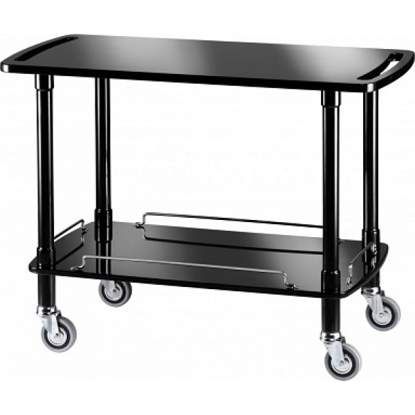 Carrello di servizio in legno Lucido nero Modello CLP2002N due ripiani