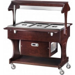 Carrello refrigerato in legno Modello CLR2786 con cupola in plexiglas Colore Noce o Wengè