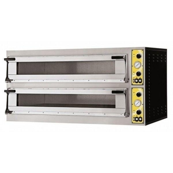 Forno Elettrico meccanico per pizza PF 2 camere di cottura N. Pizze 6 + 6(Ø cm 40) o N.3 + 3 Teglie in orizzontale 60X40 Modello MIZAR 66L GLASS