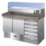 Tavolo refrigerato/Banco Pizza Statico Modello S903PZCAS FC + RI14038V due porte e cassettiera