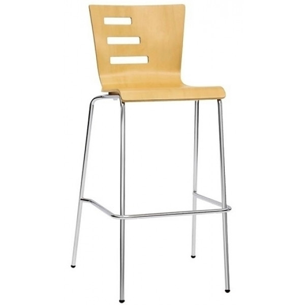 Sgabello impilabile da interno TESR Struttura in acciaio cromato Scocca in legno multistrato Modello 646-AB047BB