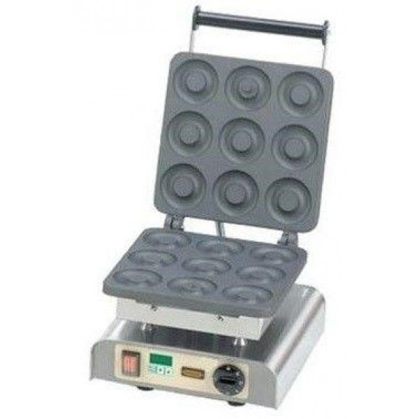Piastra per Waffel in alluminio teflonato singola fissa TP FORMA: n.9 waffel da  Ø 8 Cm Potenza 2200W Modello W-PS-DONUT
