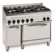 Cucina a gas 6 fuochi con forno elettrico Gn 2/1 TX Modello PF105G7 Potenza 30+4,7 kW