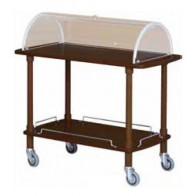 Carrello di servizio in legno Wengè con cupola in plexiglas Modello CLC2012W due piani