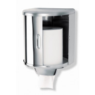 Dispenser di carta in rotolo industriale MDC Acciaio Inox Lucido antivandalico adatto a bagni comuni Capacità: circa 600 salviette Modello DT0303C