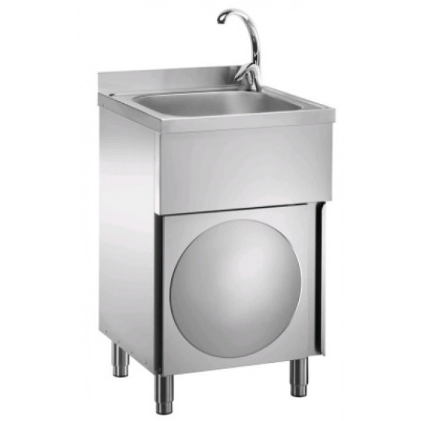 Lavamani Inox Modello LC50MM su mobile con porta a battente Con  miscelatore acqua calda/fredda