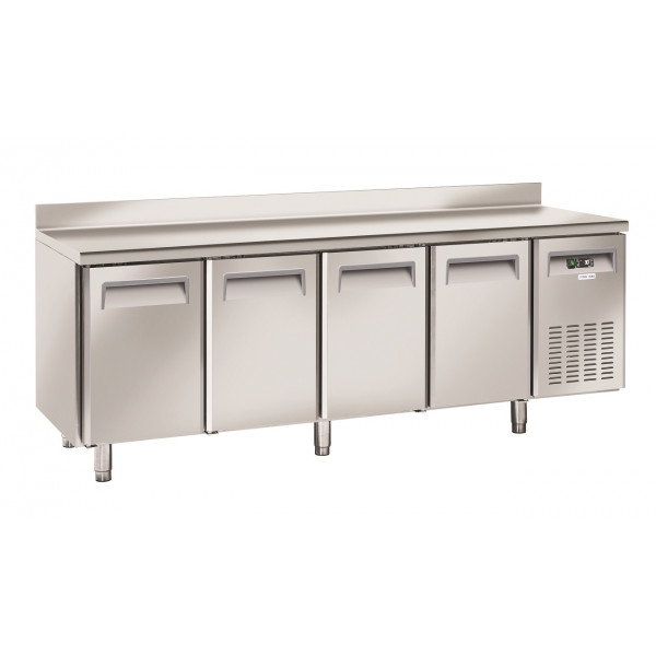 Tavolo Refrigerato in acciaio inox con alzatina Modello SF4200 Refrigerazione ventilata 4 Porte autochiudenti