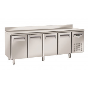 Tavolo Refrigerato in acciaio inox con alzatina Modello SF4200 Refrigerazione ventilata 4 Porte autochiudenti