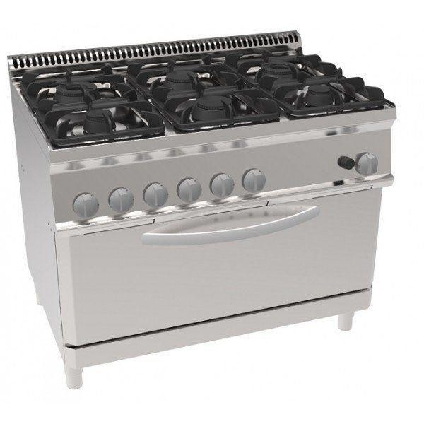Cucina a gas 6 fuochi con forno a gas FULL SIZE TX Modello PFX105GG7 Potenza 30+7 kW