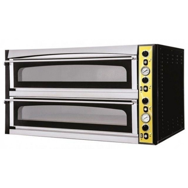 Forno Elettrico meccanico per pizza PF 2 camere di cottura Porta a vetro N. Pizze 6 +6(Ø cm 35) Modello ENDOR 66L GLASS
