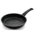 Padella con rivestimento interno in pietra lavica Esterno in vernice PTFE nero Manico saldato in BACHELITE Compatibile con cucina a induzione Dim- ø cm. 28 Modello PI6328IN